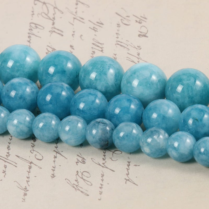 Xilitata 45pcs 8mm Natural Stone Beads Blue Chalcedony Beads Crystal Gemstone for Jewelry Making  DIY Bracelet Necklace - Image 4